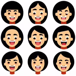 some people are smiling with different facial expressions,the faces and noses of different people in a circle