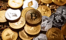 a pile of coins sitting on top of the ground