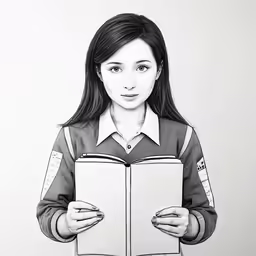 an artistic illustration of a girl reading a book