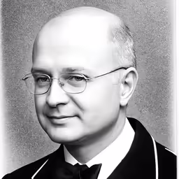 a black and white image of a man wearing a tuxedo
