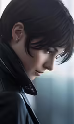 a woman with short black hair and piercings