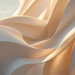 the large wavy beige fabric is in front of a cloudy sky