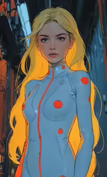 an illustration of a girl in a blue suit