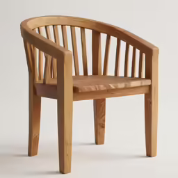 a wooden chair with a armrest made from natural wood