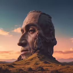 there is a male in a surreal place