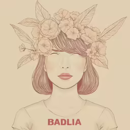 an illustration of a woman with flowers in her hair