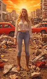 a woman standing on top of a dirty street