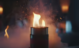 a portable fire burner in the dark