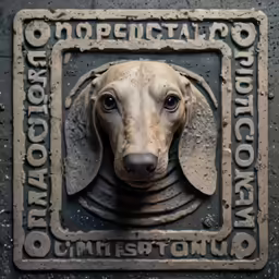the dog is very small and in front of the stone