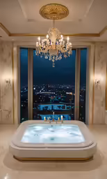 this is an ornate bathroom in gold and white