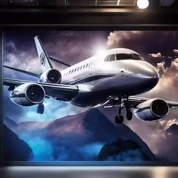 an airplane is in the middle of a picture