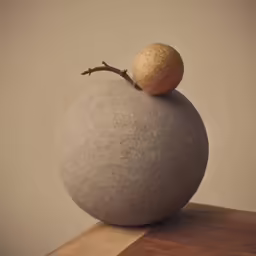 a single ball sitting on top of a large boulder