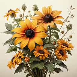 a tall vase full of yellow flowers in it