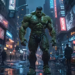the hulk is standing in the middle of the city