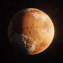 a brown and white planet in the space