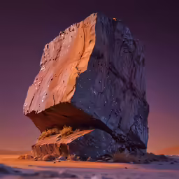 a big rock with little bushes growing out of it