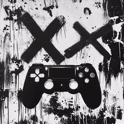 a black and white photograph of a game controller