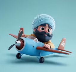 a man with a beard is in a blue plane