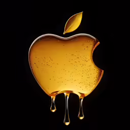 a yellow apple is melting in the dark
