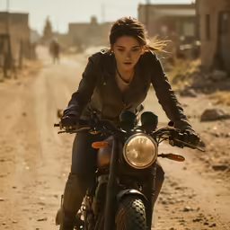 a woman riding on the back of a motorcycle