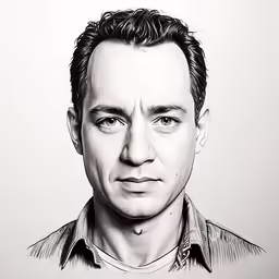 a man in a black and white photo, drawn in pencil