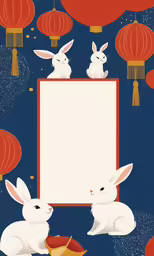 a cartoon rabbit and bunny with a sign on it
