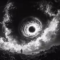 an alien view from the air with a huge black hole