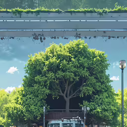 two trucks are parked on a busy city street