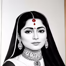 an art print depicting a woman in traditional garb