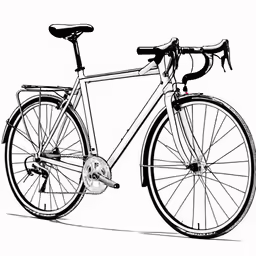 a drawing of a bicycle is shown in black and white