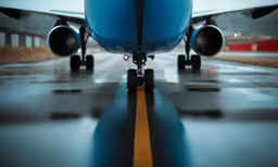a very close up shot of the nose of an airplane