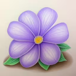the large purple flower is surrounded by green leaves,a painting of a flower with purple petals