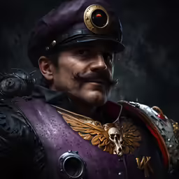 a portrait of a man wearing a military uniform with a skull
