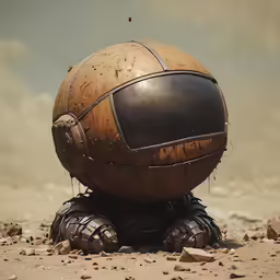a robotic that is on the ground in dirt