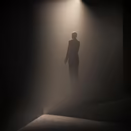 a man in a dress standing in the dark
