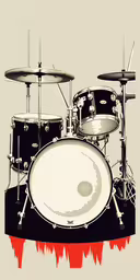 the drums are all different, so this is one picture,a black and white drum set with microphone and sticks