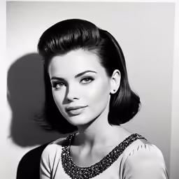 a woman that is sitting down wearing a necklace