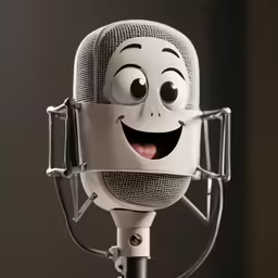 an odd looking microphone has a smiley face