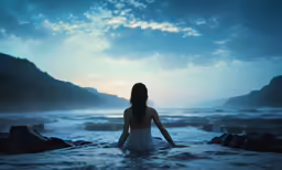 woman in the water looking into the distance