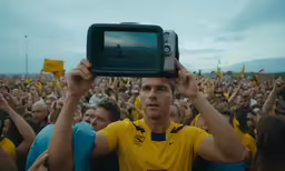 a man with his arm around his head taking pictures