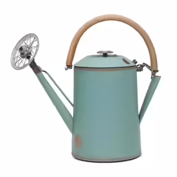 a watering can and a wooden handle