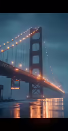 the golden gate bridge at night from across the bay