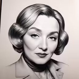black and white drawing of a woman