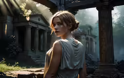 an image of a beautiful woman in a dress on the side of a road