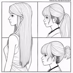 the stages to make a ponytail in a cartoon