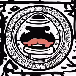 a chinese painting of a mustache and hat,a picture of a chicken wearing a hat
