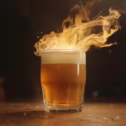 a glass that has some type of liquid inside of it