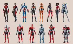 many robots that are wearing different suits