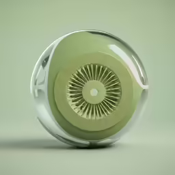 a green round object is shown with white details