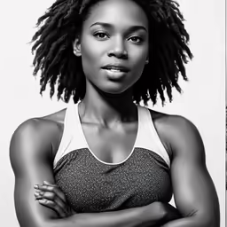 a woman with her arms crossed in front of her face
